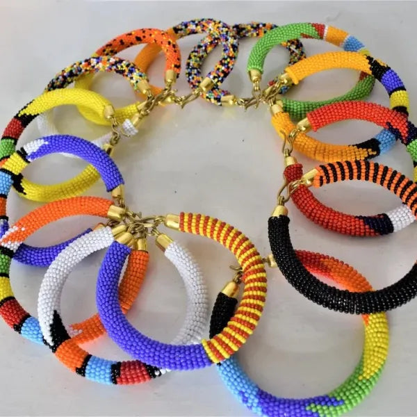 Handmade Maasai Beaded Hoop Earrings – Multicolor Circle Set – Olng’ejuk (Adornment of Honor).