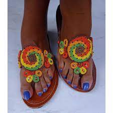 Handmade Maasai Beaded Sandals – Spiral Bloom Motif – Enkito e Sidai (Step of Beauty).